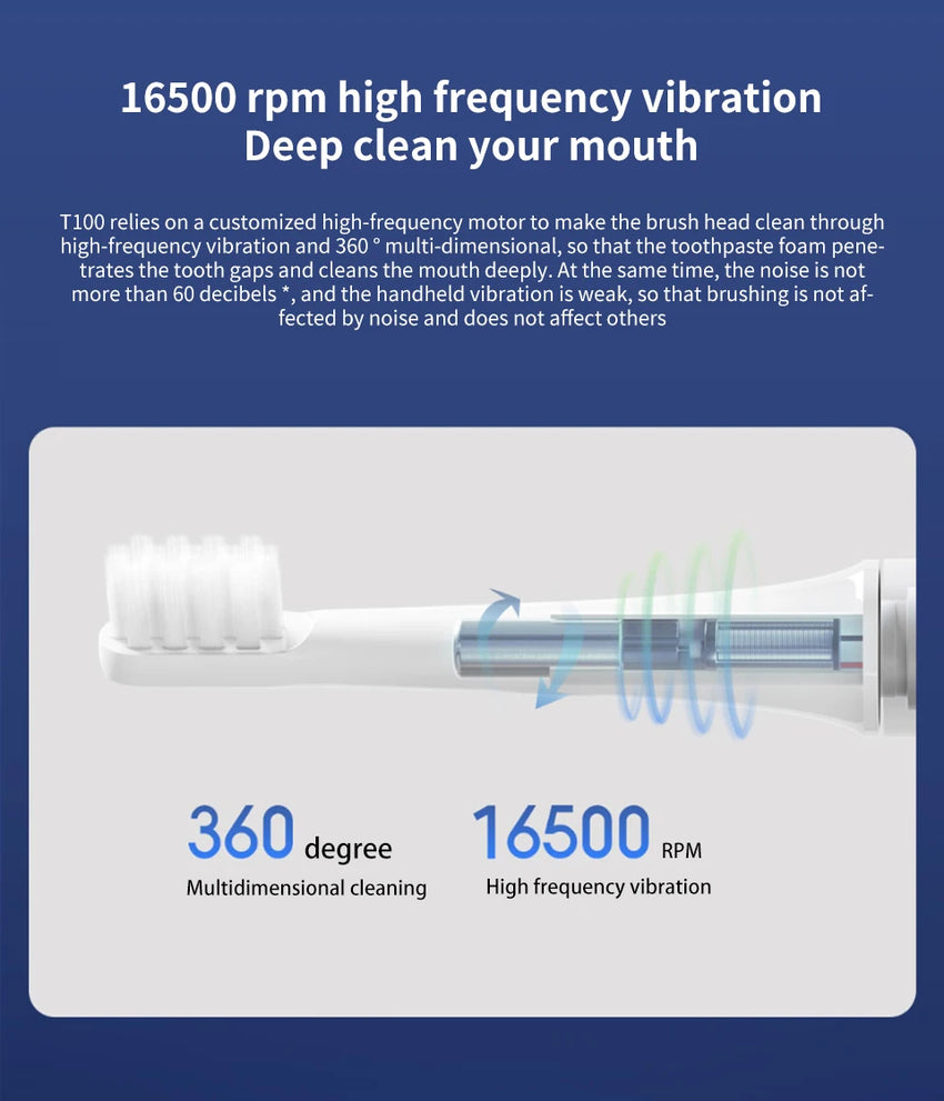 Brosse à Dents Sonique Xiaomi T100 - USB Rechargeable, IPX7 - Digital Store Brosse à dent électrique