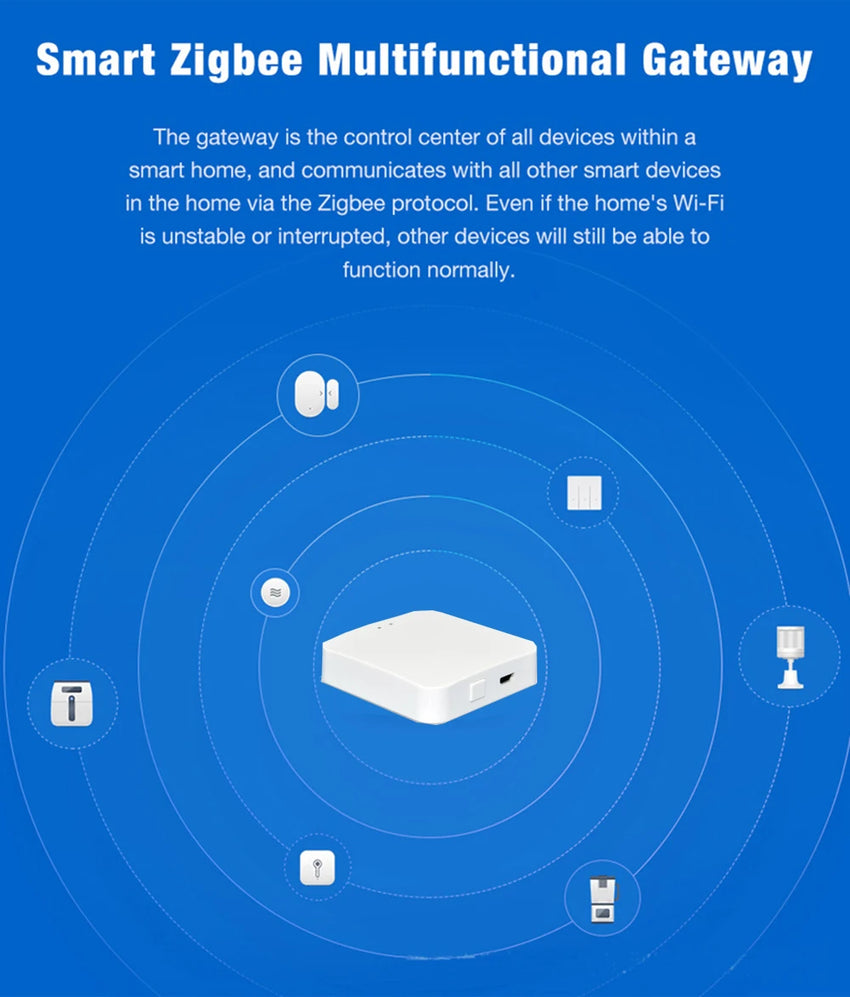 Passerelle Zigbee Tuya Smart Life - Contrôle Maison Intelligente - Digital Store Hub de Passerelle Zigbee avec Mini Switch