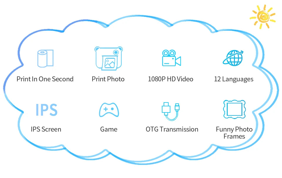 Appareil Photo Enfants - Impression Instantanée, Zoom 10X - Digital Store Appareil photo à impression instantanée et vidéo Full-HD