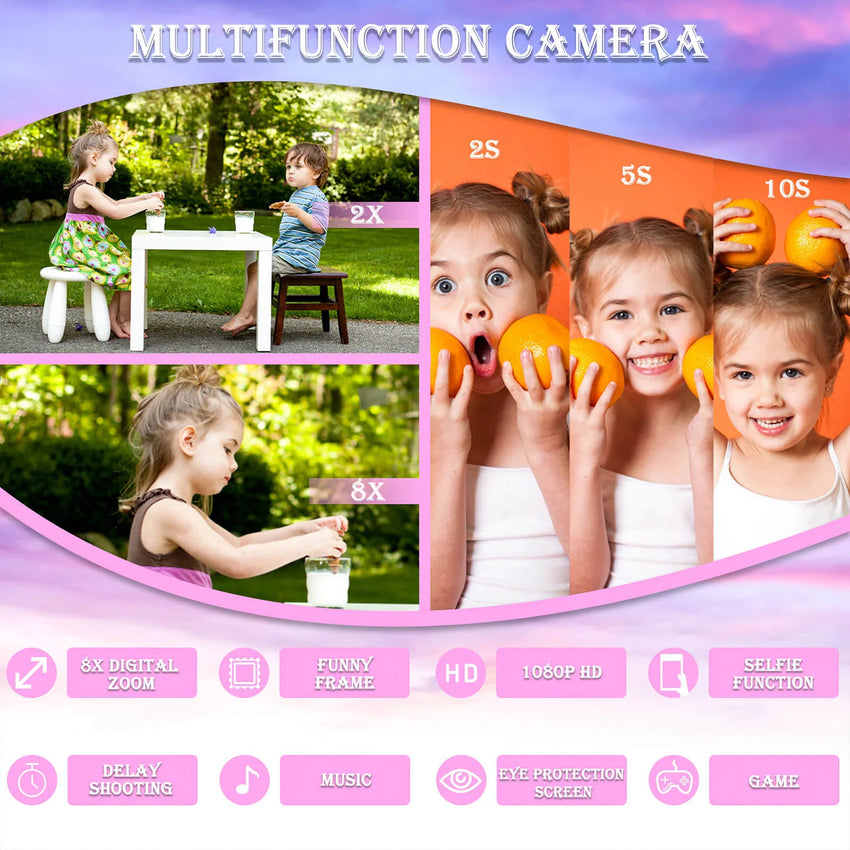 Appareil Photo Enfants KC06 - Double Caméra 1080P, Écran 2'' - Digital Store Appareil photo à impression instantanée et vidéo Full-HD