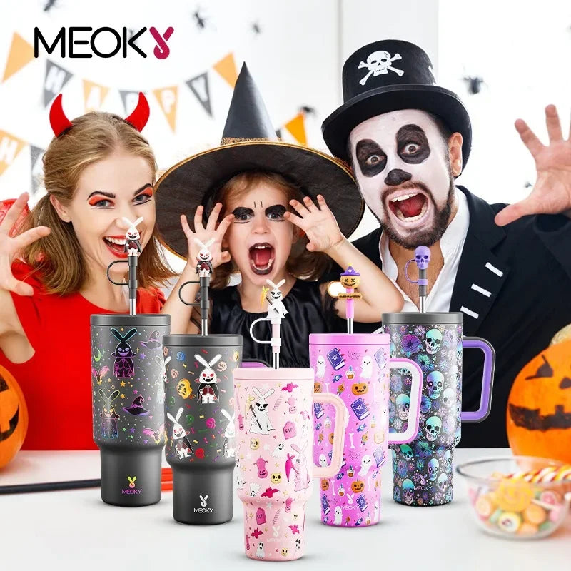 Gobelet Isolant Meoky 40oz - Acier Inox, Anti-Fuite, Thème Halloween - Digital Store Gobelet