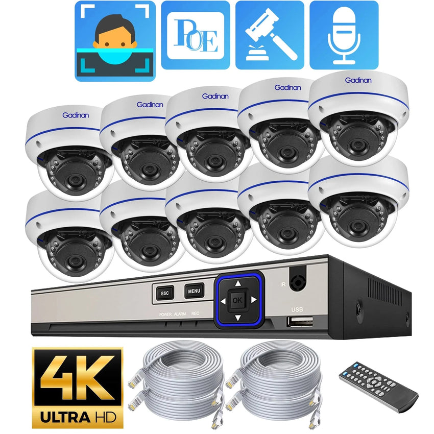 Caméra de Sécurité Gadinan 4K 8MP - NVR, Vision Nocturne - Digital Store camera de surveillance