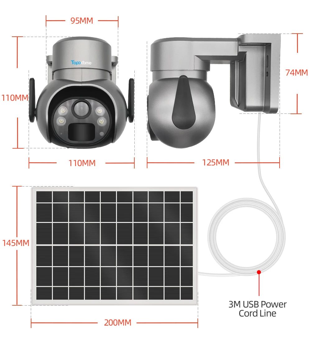 Topodome - Caméra Extérieure IP PTZ avec Détection PIR et Solaire - Digital Store camera de surveillance