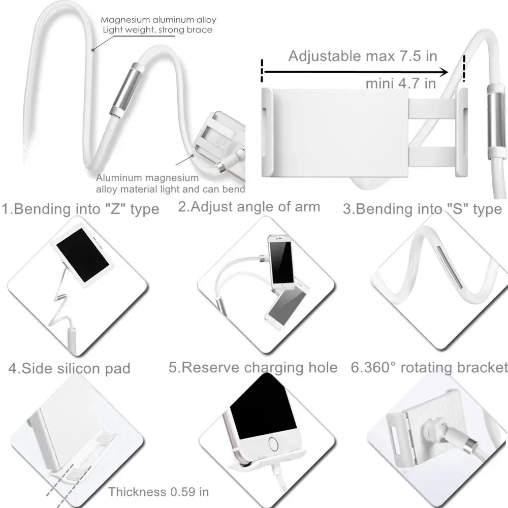 Support Universel Tablettes/Téléphones - Bras Ajustable Gooseneck - Digital Store Support pour tablettes et téléphones