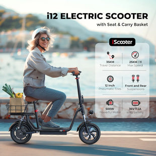 Scooter Électrique iScooter i12 - 500W, Pliable, 35 km d'Autonomie - Digital Store Trottinette électrique