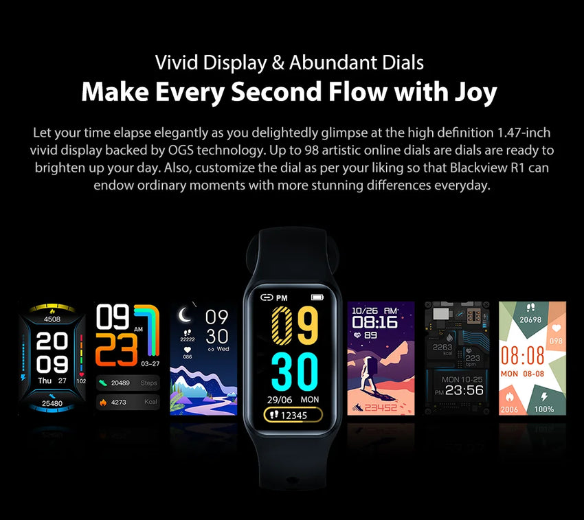 Blackview – montre connectée R1 pour hommes et femmes, étanche, moniteur d'activité physique, de fréquence cardiaque et de pression artérielle, pour Android et IOS Digital Store