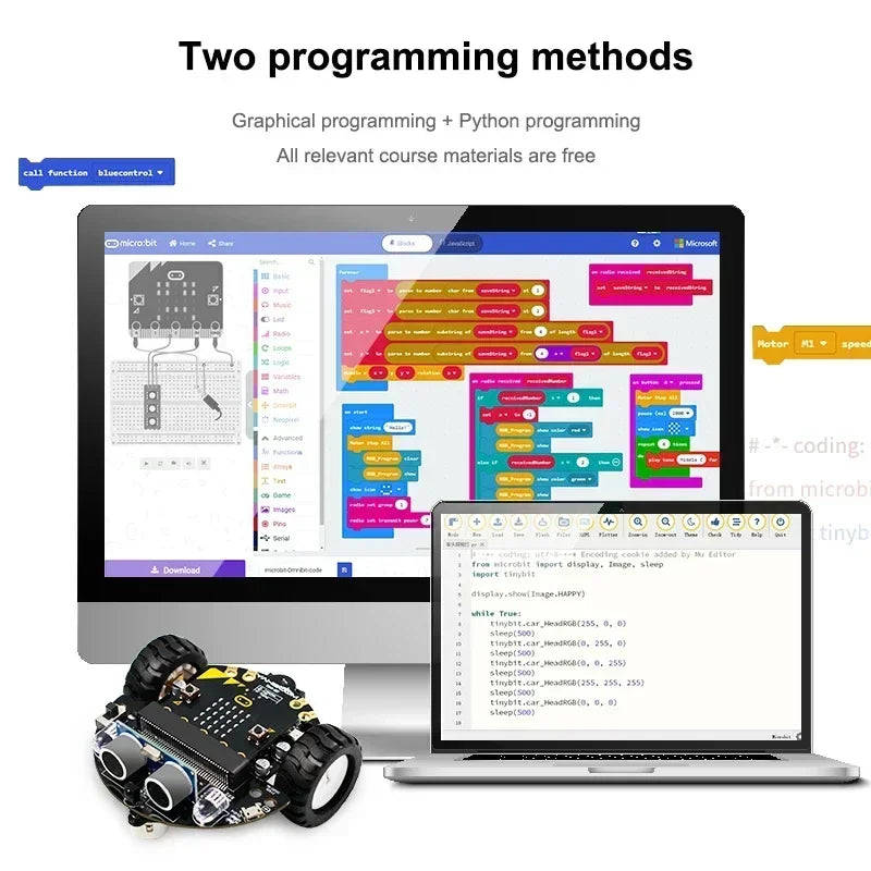 Kit Robot Programmable Tiny - Compatible Microbit V2 et V1 - Digital Store Kit éducatif de robotique programmable (Bras robotique programmable)