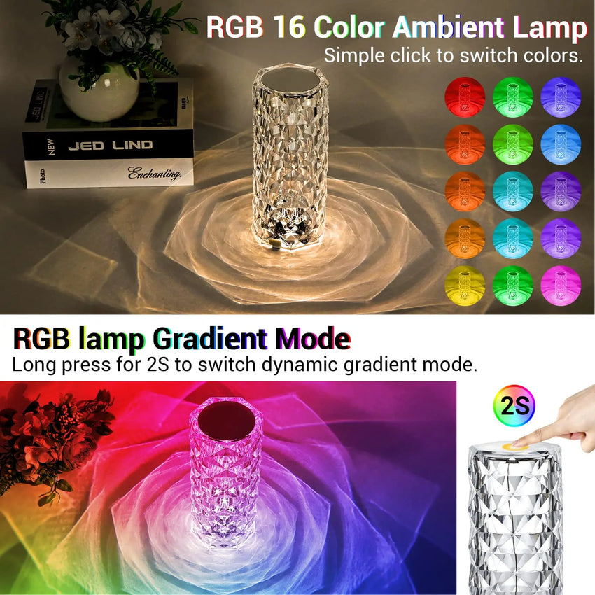 Lampe de Table LED Tactile - Forme de Rose, 16 Couleurs RVB - Digital Store lampes led