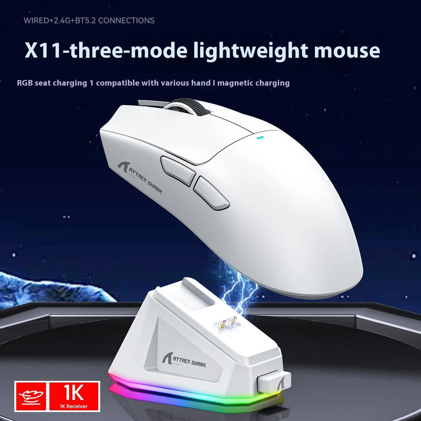 Souris Sans Fil Attack Shark X11 - 16 000 DPI, RVB, 3 Modes - Digital Store accessoires ordinateurs