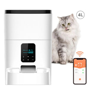 Distributeur Automatique de Nourriture pour Chats avec Enregistreur Vocal - Design Moderne