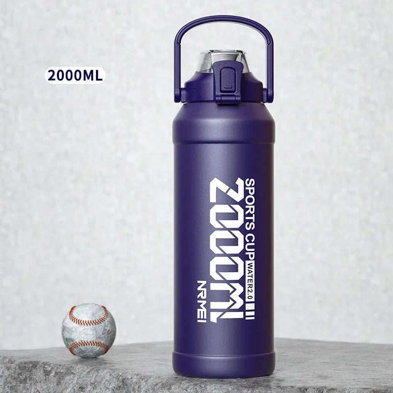 Bouteille Thermos 2L Inox avec Paille - Poignée, Sport & Extérieur - Digital Store bouteille