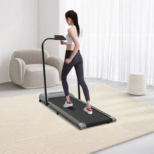 Tapis de course électrique pliant gris, 2 en 1, M, télécommande, 1-6km, h, vélo d'exercice