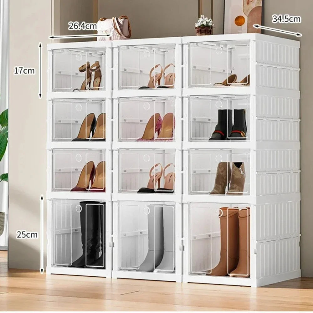 Boîtes de Rangement à Chaussures Pliables - Empilables et Transparentes - Digital Store Porte-chaussures pliable / Organisateur de chaussures