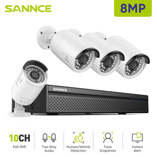 Système Vidéosurveillance POE 8MP, Caméras 4K