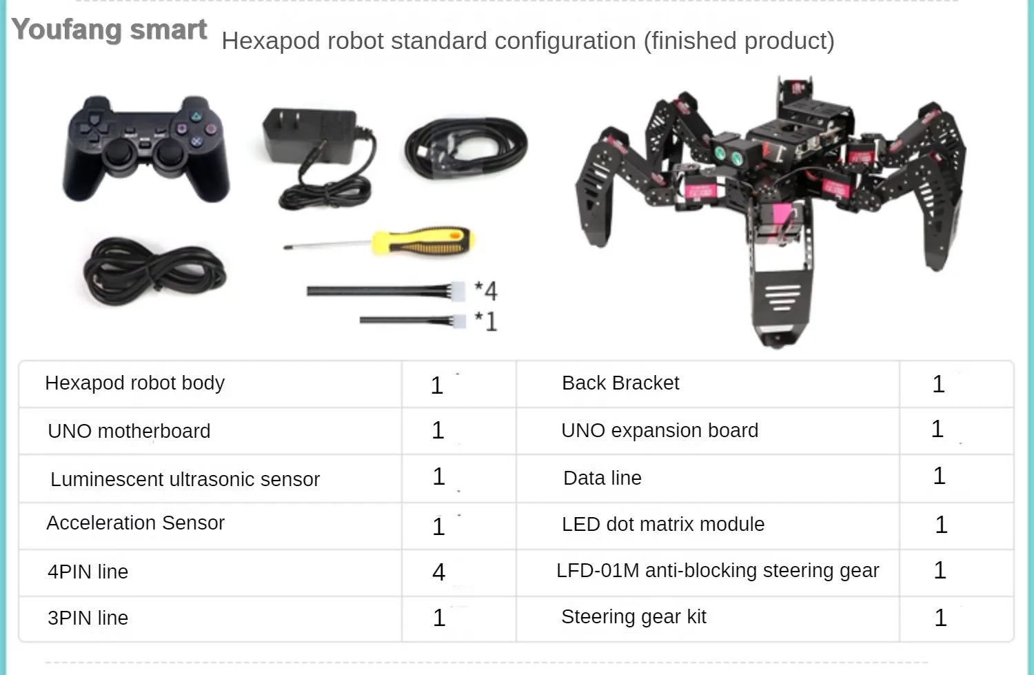 Robot Araignée 18 DOF YoufangSmart - Kit DIY Hexapode Arduino - Digital Store robot éducatif