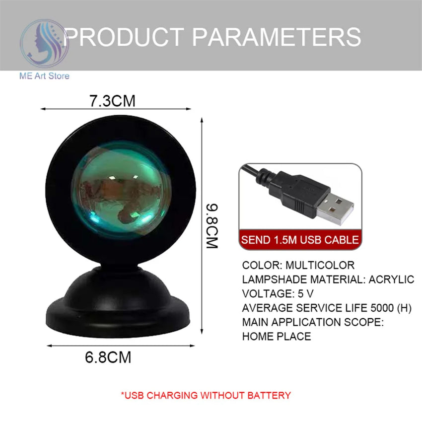 Projecteur USB LED 16 Couleurs - Veilleuse Arc-en-Ciel Murale - Digital Store projection