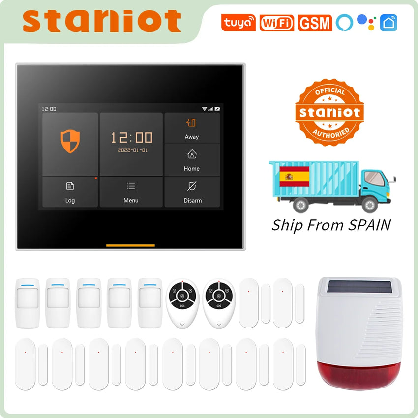 Staniot - Système d'Alarme WiFi/GSM, Sirène Solaire, Alexa, Tuya - Digital Store système d'alarme