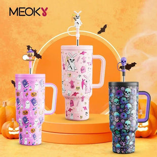 Gobelet Isolant Meoky 40oz - Acier Inox, Anti-Fuite, Thème Halloween