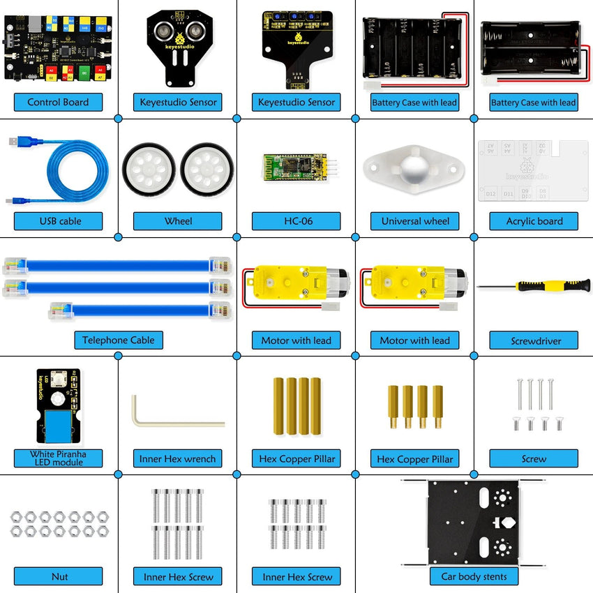 Kit Voiture Robot Programmable Keyestudio Ellybot STEM - Ardu37 - Digital StoreKit Voiture Robot Programmable Keyestudio Ellybot STEM - Ardu37Digital Store4748722267245