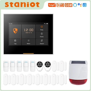 Staniot - Système d'Alarme Intelligent WiFi/GSM, Compatible Alexa